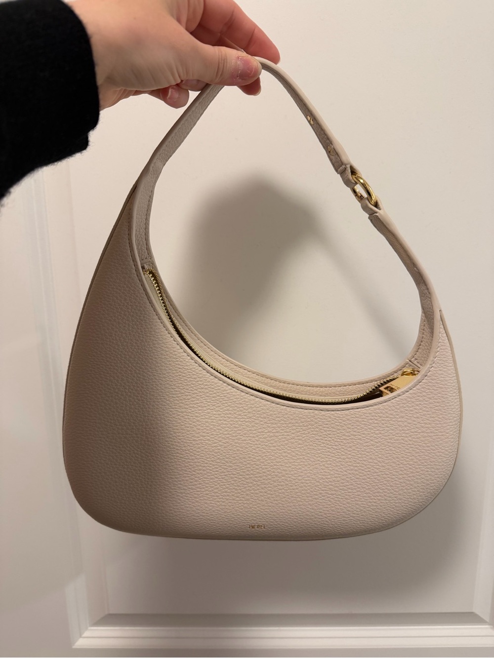 Cream Pebbled Leather Shoulder Bag - Picture 1 of 3